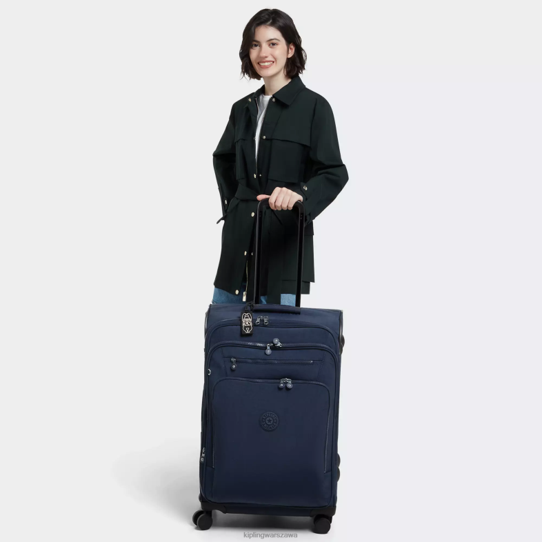 Kipling niebieski niebieski dla obu płci youri spin średni 4-kołowy bagaż na kółkach PXR6L522