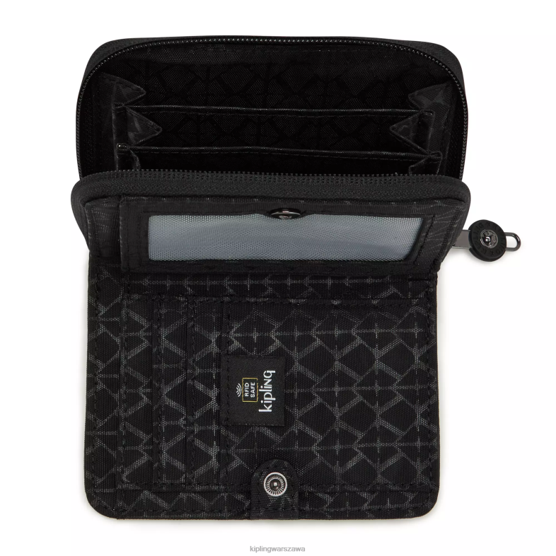Kipling czarny dla obu płci mały portfel z nadrukiem miłości PXR6L555