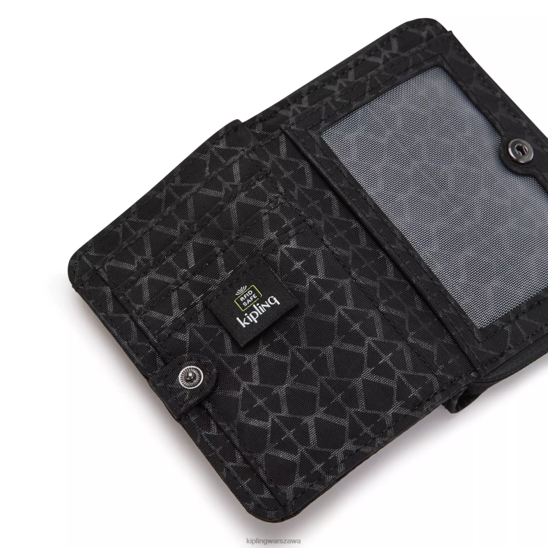 Kipling czarny dla obu płci mały portfel z nadrukiem miłości PXR6L555