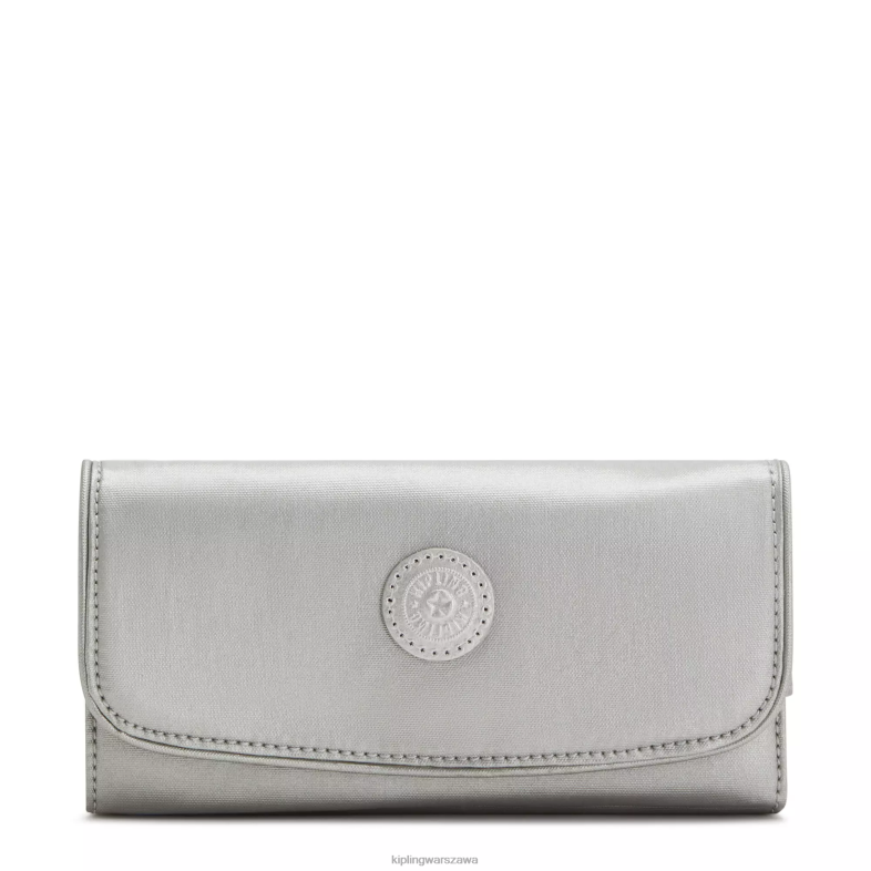 Kipling jasny metaliczny dla obu płci portfel na zatrzaski landmetallic PXR6L549