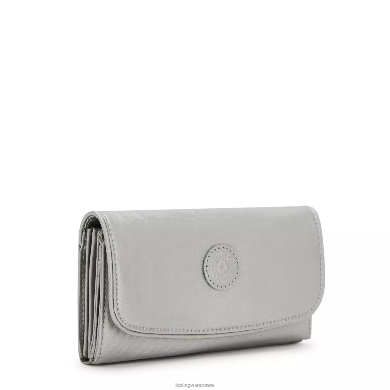 Kipling jasny metaliczny dla obu płci portfel na zatrzaski landmetallic PXR6L549