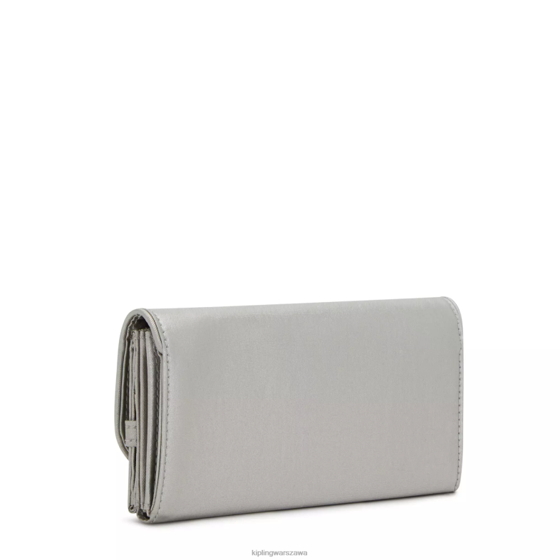 Kipling jasny metaliczny dla obu płci portfel na zatrzaski landmetallic PXR6L549