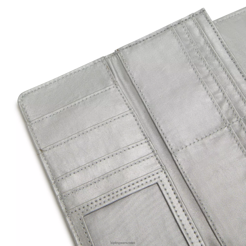 Kipling jasny metaliczny dla obu płci portfel na zatrzaski landmetallic PXR6L549