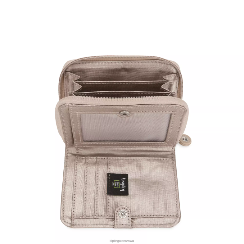 Kipling metaliczny blask dla obu płci money lovemetaliczny mały portfel PXR6L552