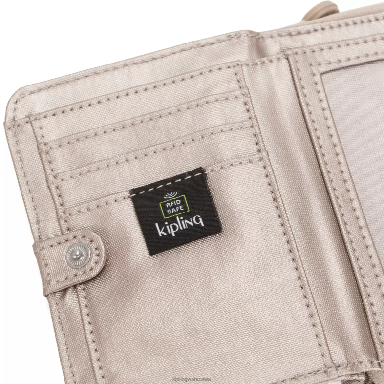 Kipling metaliczny blask dla obu płci money lovemetaliczny mały portfel PXR6L552