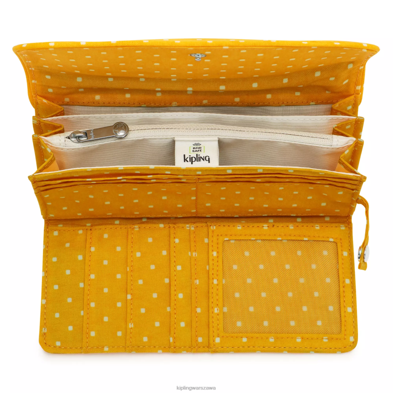 Kipling miękka żółta kropka dla obu płci portfel na zatrzaski z nadrukiem pieniędzy PXR6L310