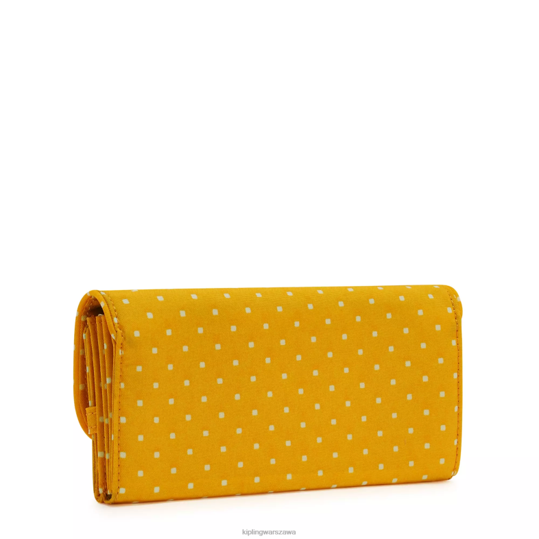 Kipling miękka żółta kropka dla obu płci portfel na zatrzaski z nadrukiem pieniędzy PXR6L310