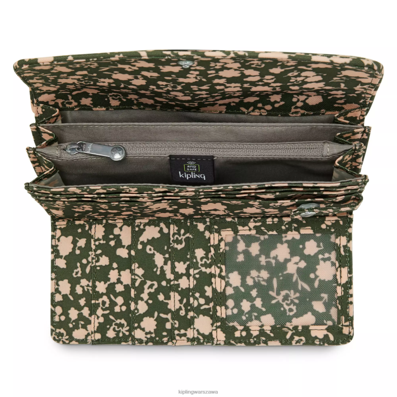 Kipling świeży kwiatowy dla obu płci portfel na zatrzaski z nadrukiem pieniędzy PXR6L311
