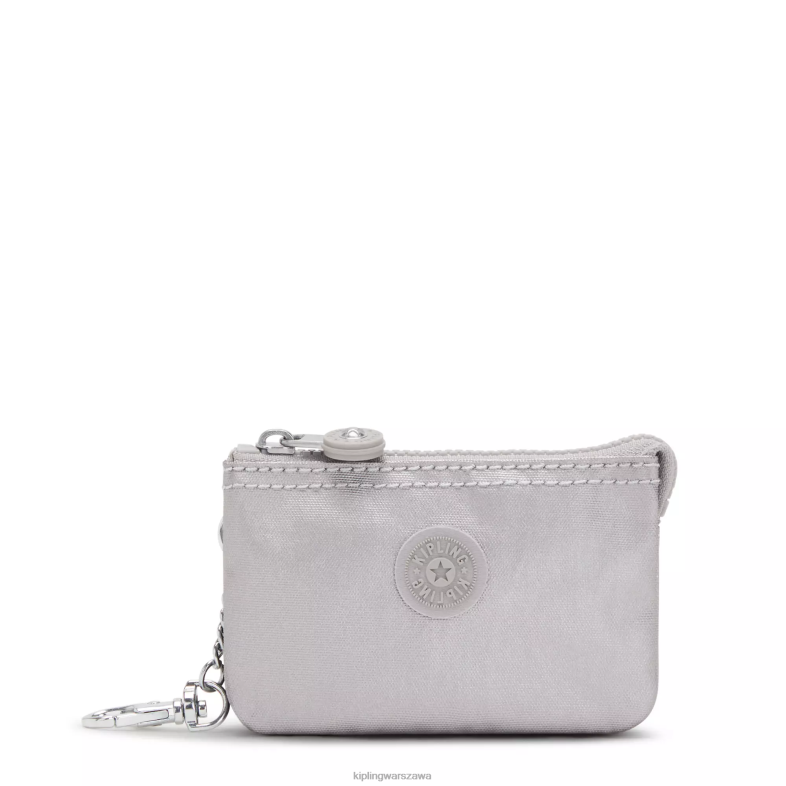 Kipling gładki srebrny metalik dla obu płci kreatywny minipouch metaliczny brelok PXR6L609
