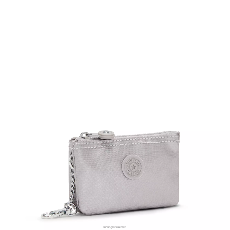 Kipling gładki srebrny metalik dla obu płci kreatywny minipouch metaliczny brelok PXR6L609