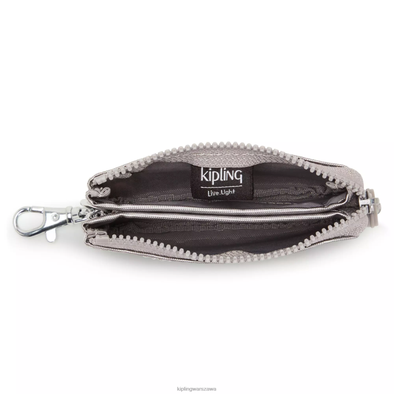 Kipling gładki srebrny metalik dla obu płci kreatywny minipouch metaliczny brelok PXR6L609