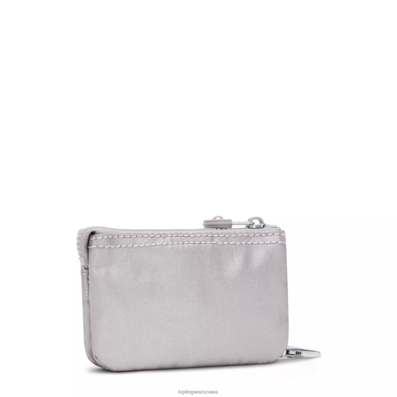 Kipling gładki srebrny metalik dla obu płci kreatywny minipouch metaliczny brelok PXR6L609