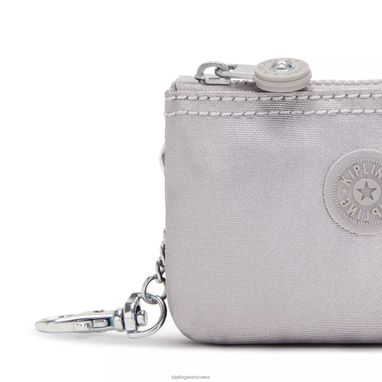 Kipling gładki srebrny metalik dla obu płci kreatywny minipouch metaliczny brelok PXR6L609