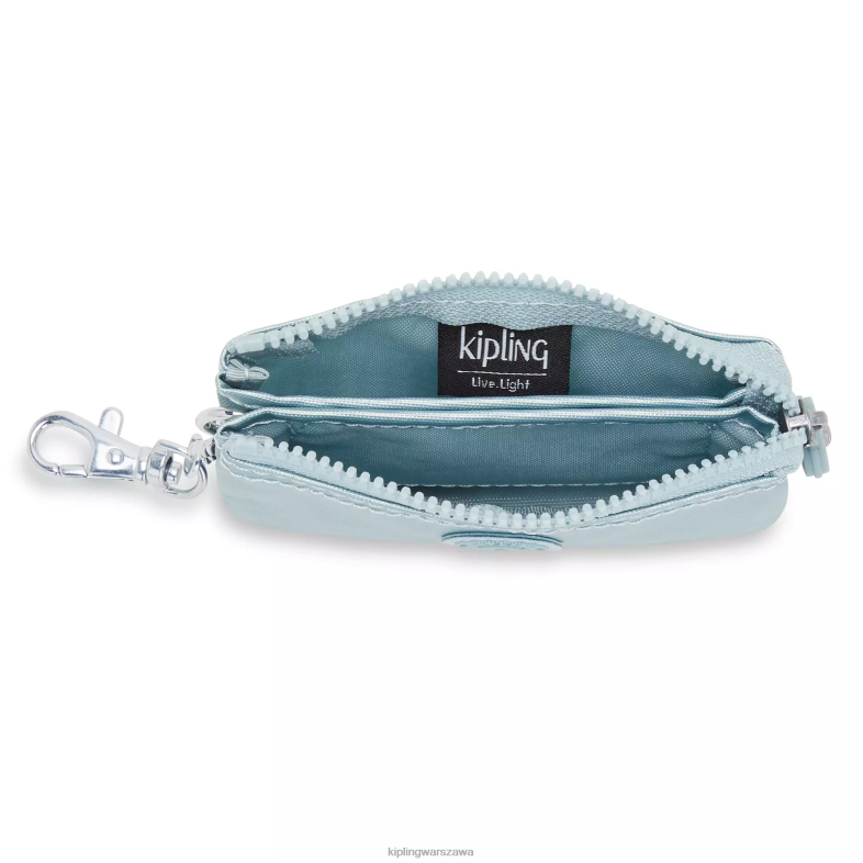 Kipling perłowy turkusowy metalik dla obu płci kreatywny minipouch metaliczny brelok PXR6L608