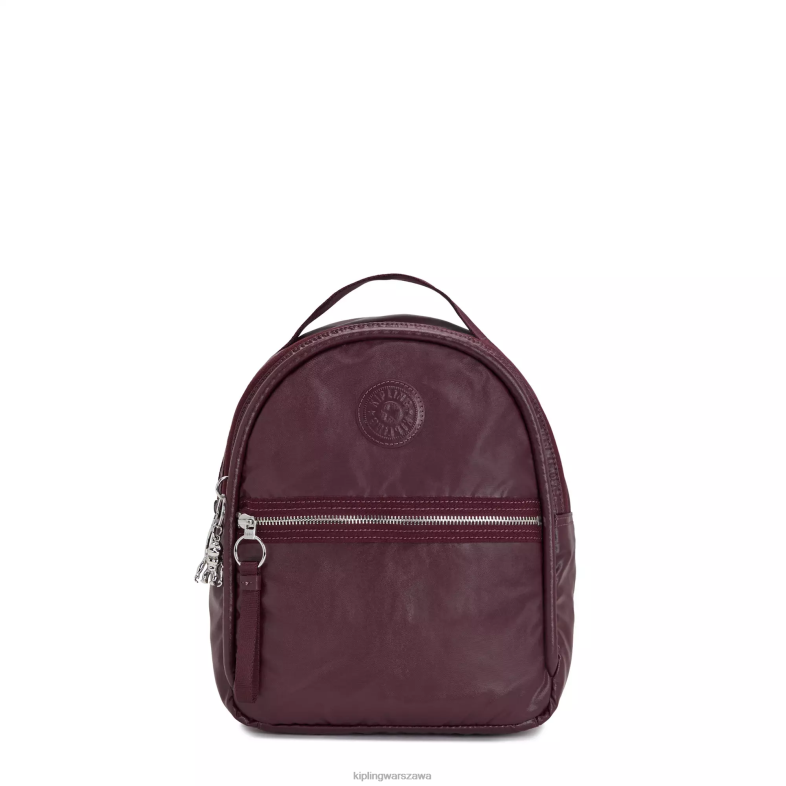 Kipling bordowy lakier metalik dla obu płci kaemetaliczny plecak PXR6L386
