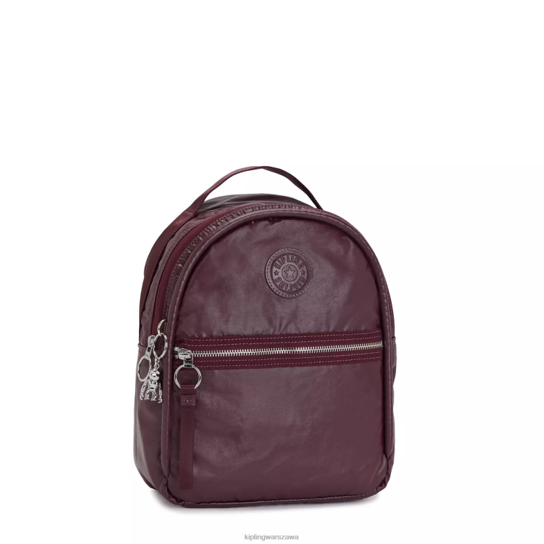 Kipling bordowy lakier metalik dla obu płci kaemetaliczny plecak PXR6L386