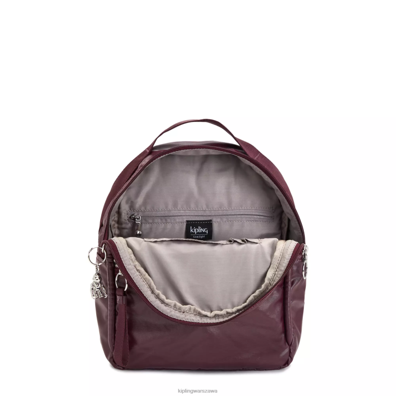 Kipling bordowy lakier metalik dla obu płci kaemetaliczny plecak PXR6L386