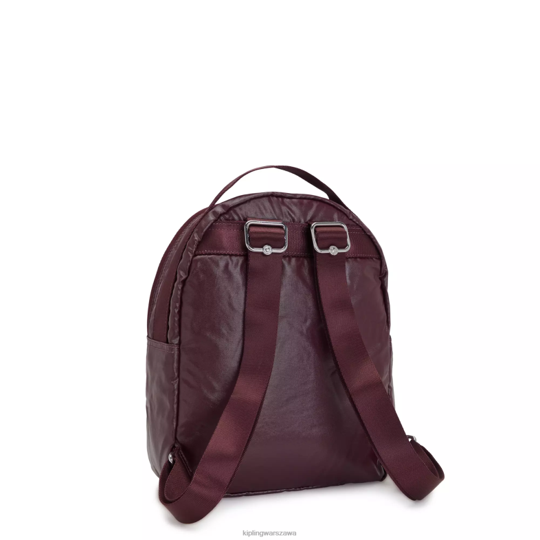 Kipling bordowy lakier metalik dla obu płci kaemetaliczny plecak PXR6L386