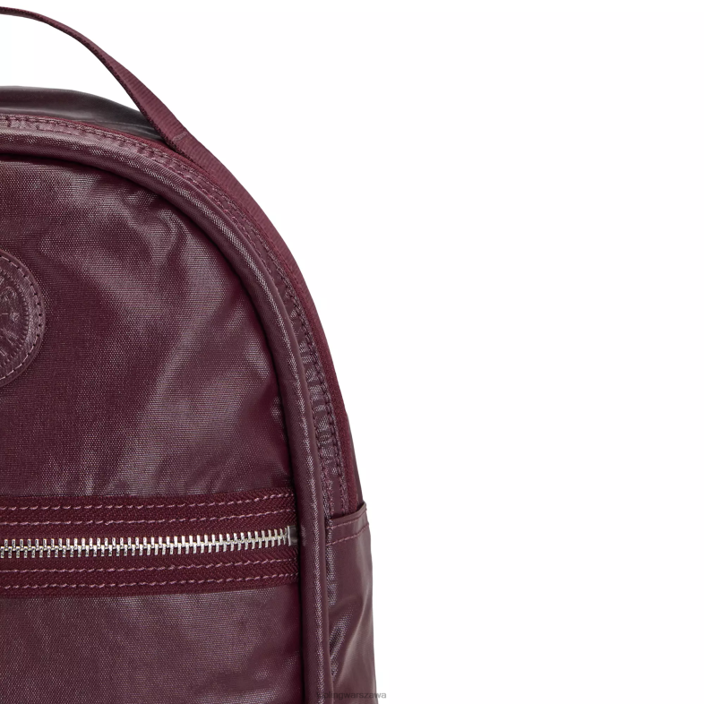 Kipling bordowy lakier metalik dla obu płci kaemetaliczny plecak PXR6L386