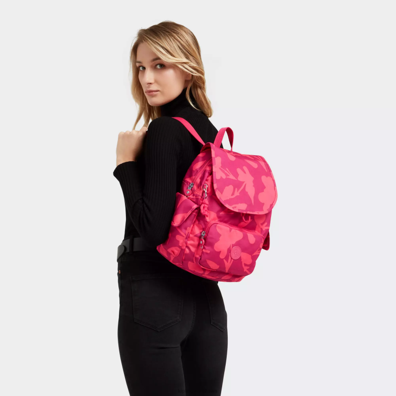 Kipling kwiat koralowca dla obu płci city ​​pack plecak z małym nadrukiem PXR6L378