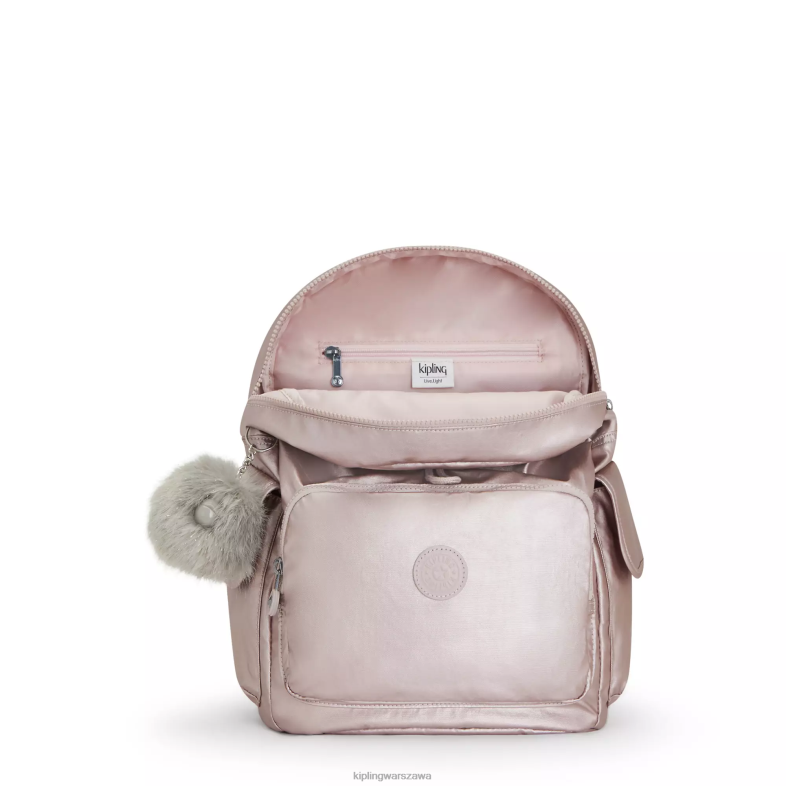 Kipling metaliczna róża dla obu płci pakiet miejskimetalowy plecak PXR6L340