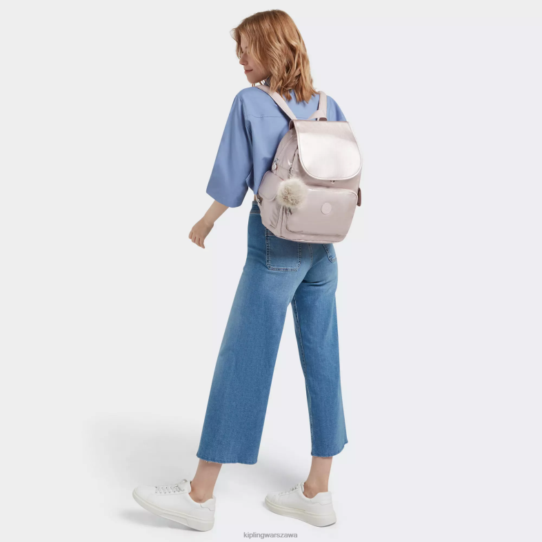 Kipling metaliczna róża dla obu płci pakiet miejskimetalowy plecak PXR6L340