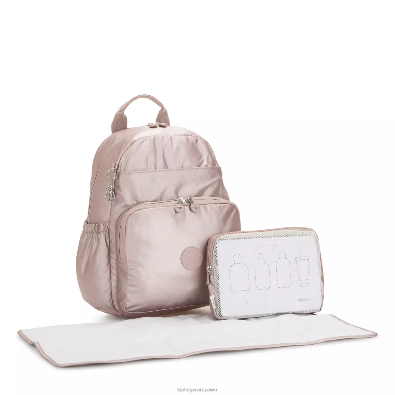 Kipling metaliczna róża dla obu płci plecak na pieluchy w maisie PXR6L279