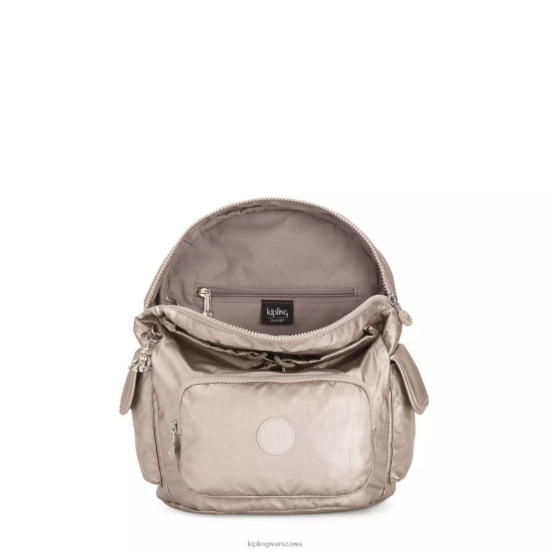 Kipling metaliczny blask dla obu płci mały metalowy plecak city pack PXR6L381