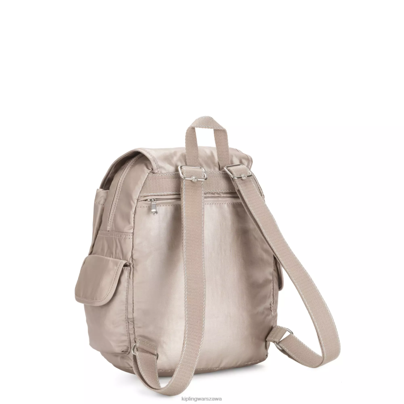 Kipling metaliczny blask dla obu płci mały metalowy plecak city pack PXR6L381
