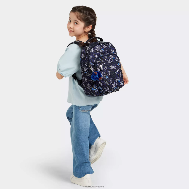 Kipling nadruk morski surfowania dla obu płci Seoul plecak na tablet z małym nadrukiem PXR6L348