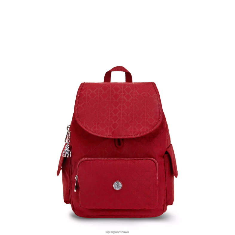 Kipling podpis czerwony dla obu płci mały plecak miejski PXR6L357