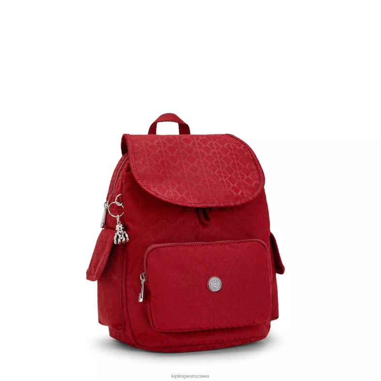 Kipling podpis czerwony dla obu płci mały plecak miejski PXR6L357