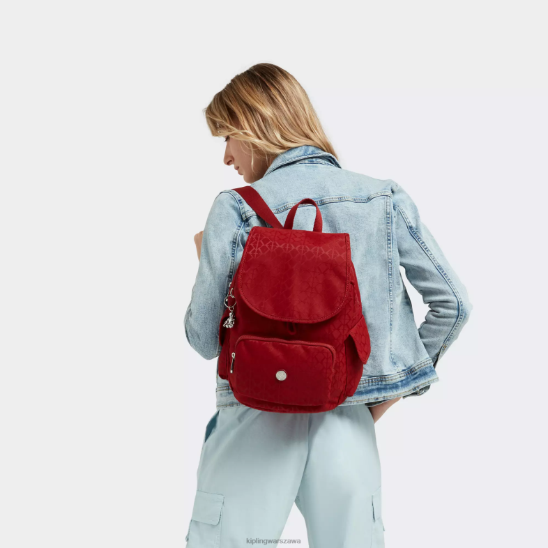 Kipling podpis czerwony dla obu płci mały plecak miejski PXR6L357