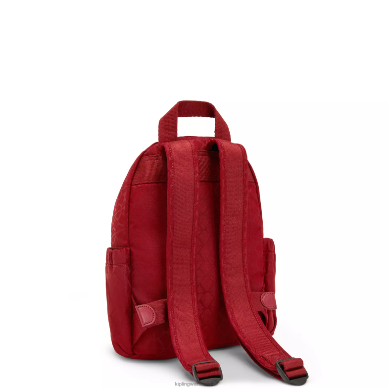 Kipling podpis czerwony dla obu płci mini plecak Delia PXR6L387