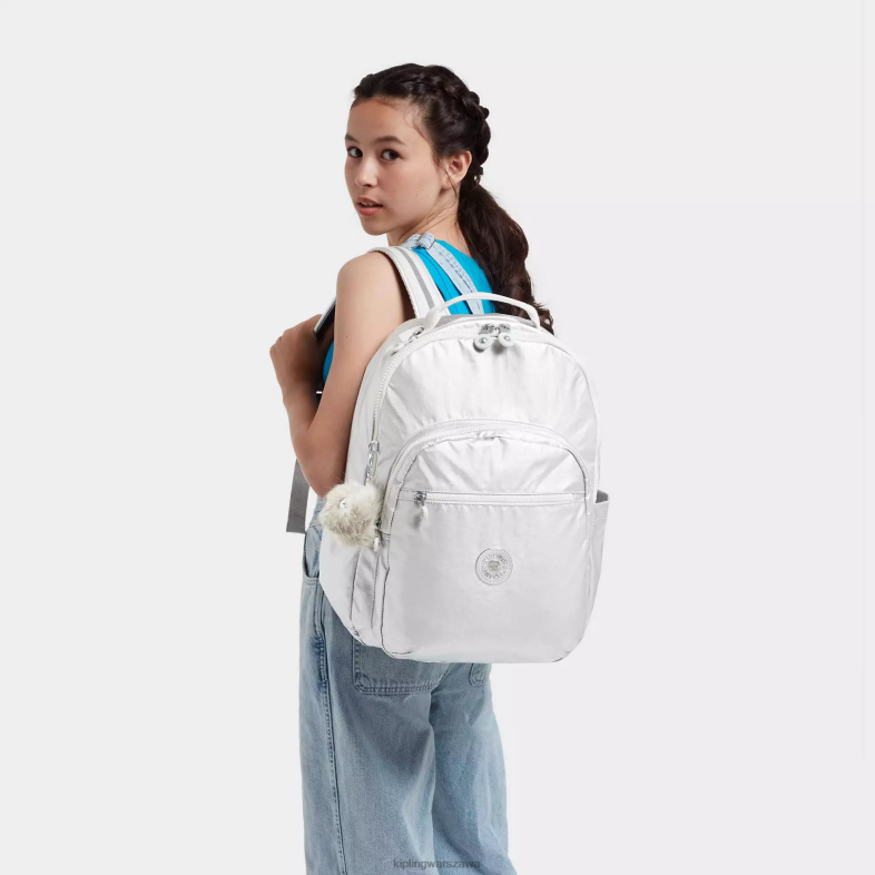 Kipling cukierki metaliczne dla obu płci Seoul duży metalowy plecak na laptopa 15 cali PXR6L458