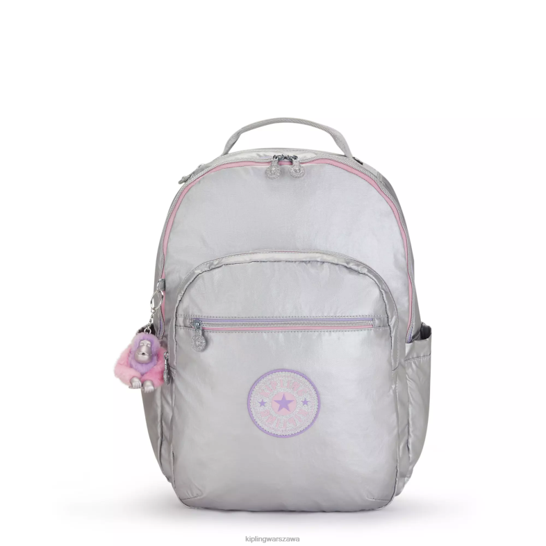 Kipling cukierkowa metalowa zabawa dla obu płci Seoul duży metalowy plecak na laptopa 15 cali PXR6L448