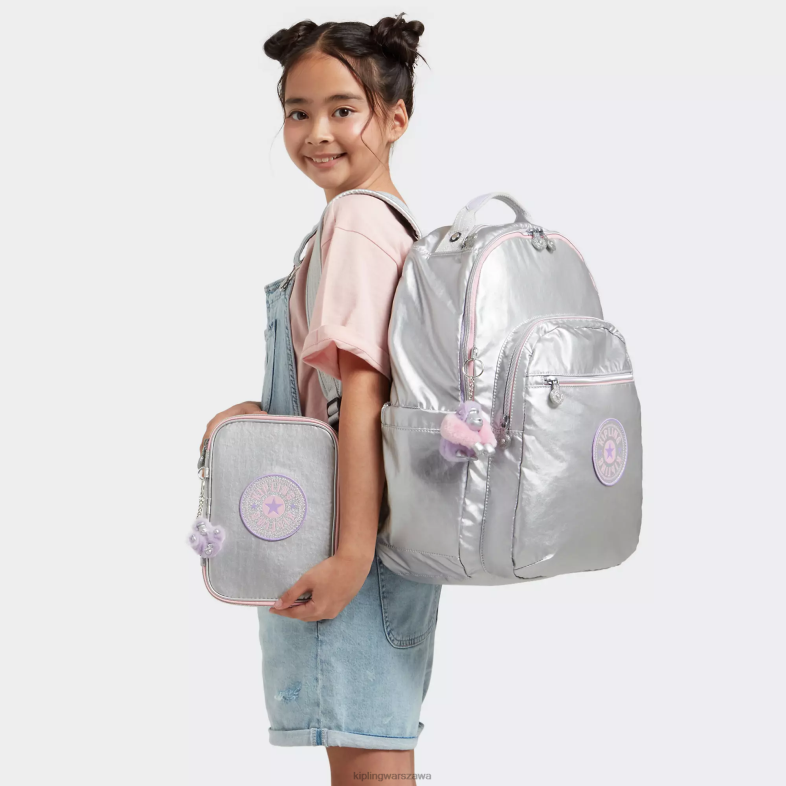 Kipling cukierkowa metalowa zabawa dla obu płci Seoul duży metalowy plecak na laptopa 15 cali PXR6L448