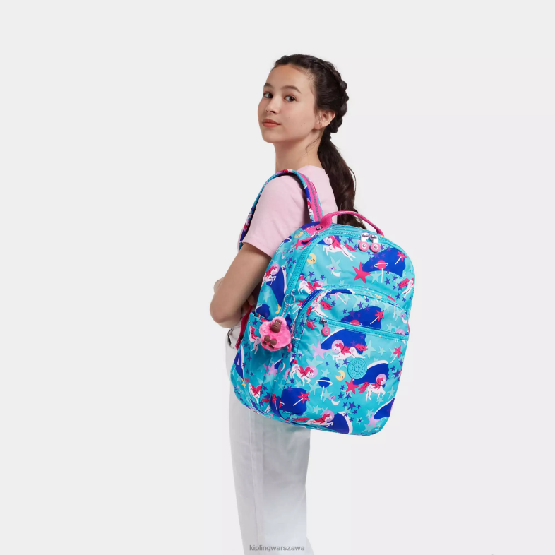 Kipling kosmiczne jednorożce dla obu płci Seoul plecak na laptopa 15\" z dużym nadrukiem PXR6L463