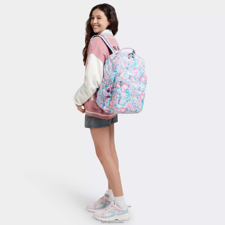 Kipling kwiaty wodne dla obu płci Seoul plecak na laptopa 15\" z dużym nadrukiem PXR6L469