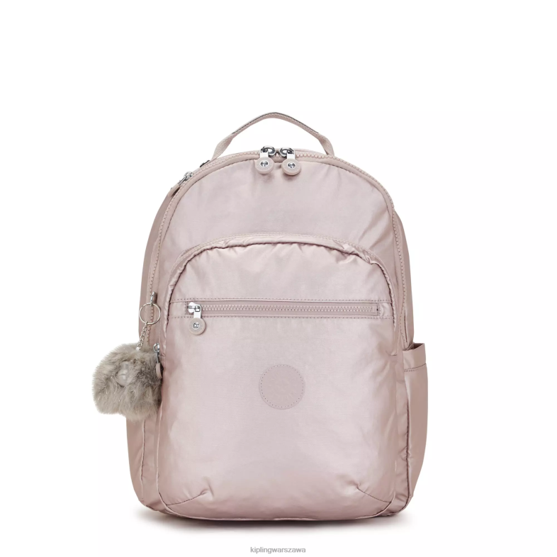 Kipling metaliczna róża dla obu płci Seoul duży metalowy plecak na laptopa 15 cali PXR6L461