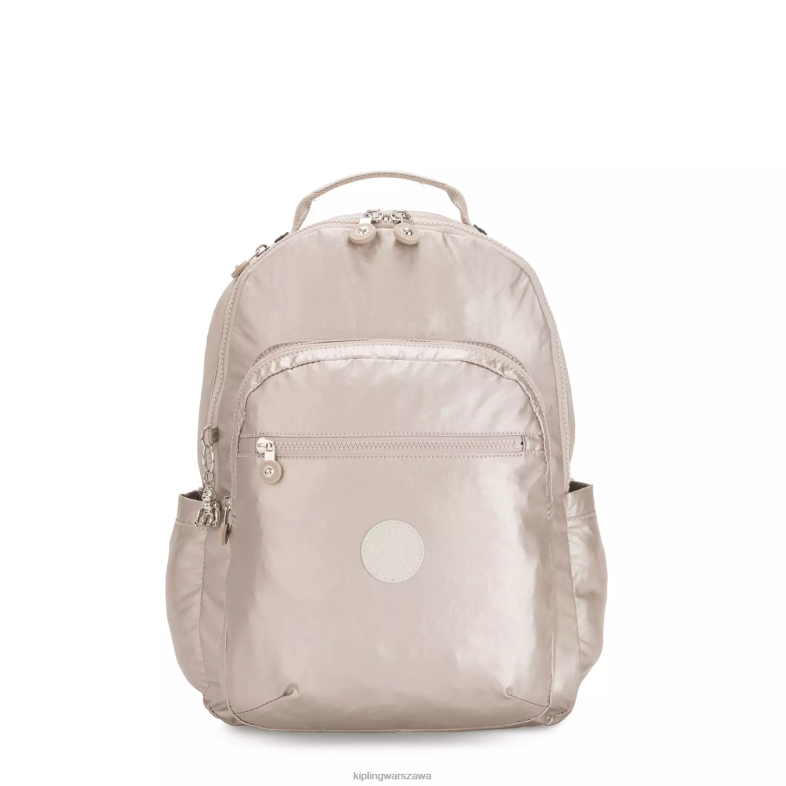 Kipling metaliczny blask dla obu płci Seoul duży metalowy plecak na laptopa 15 cali PXR6L503