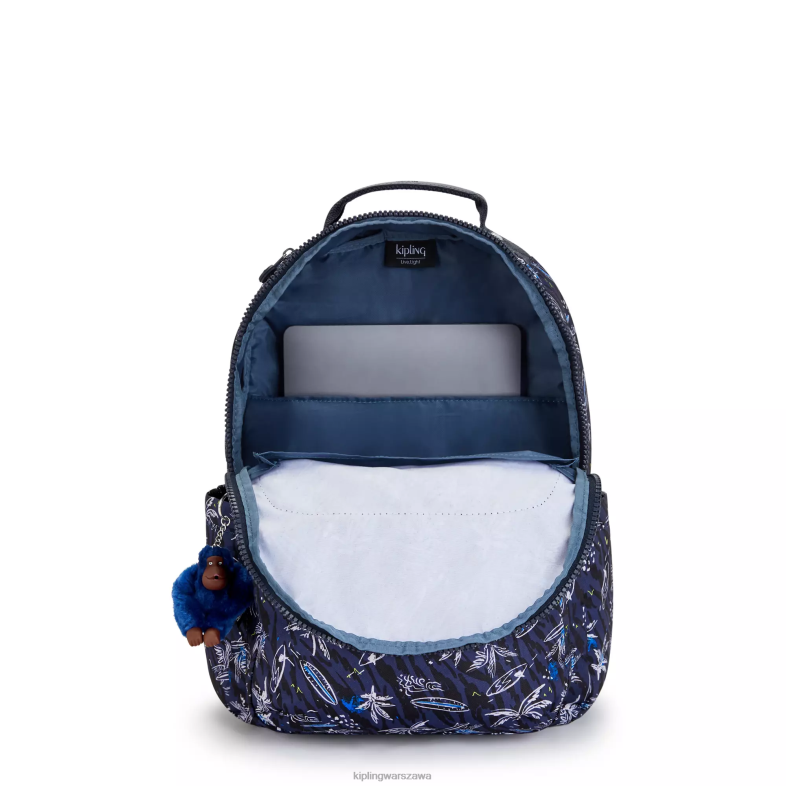Kipling nadruk morski surfowania dla obu płci Seoul plecak na laptopa 15\" z dużym nadrukiem PXR6L464