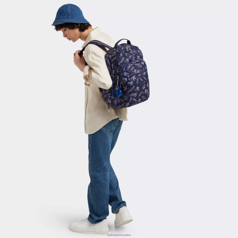 Kipling nadruk morski surfowania dla obu płci Seoul plecak na laptopa 15\" z dużym nadrukiem PXR6L464