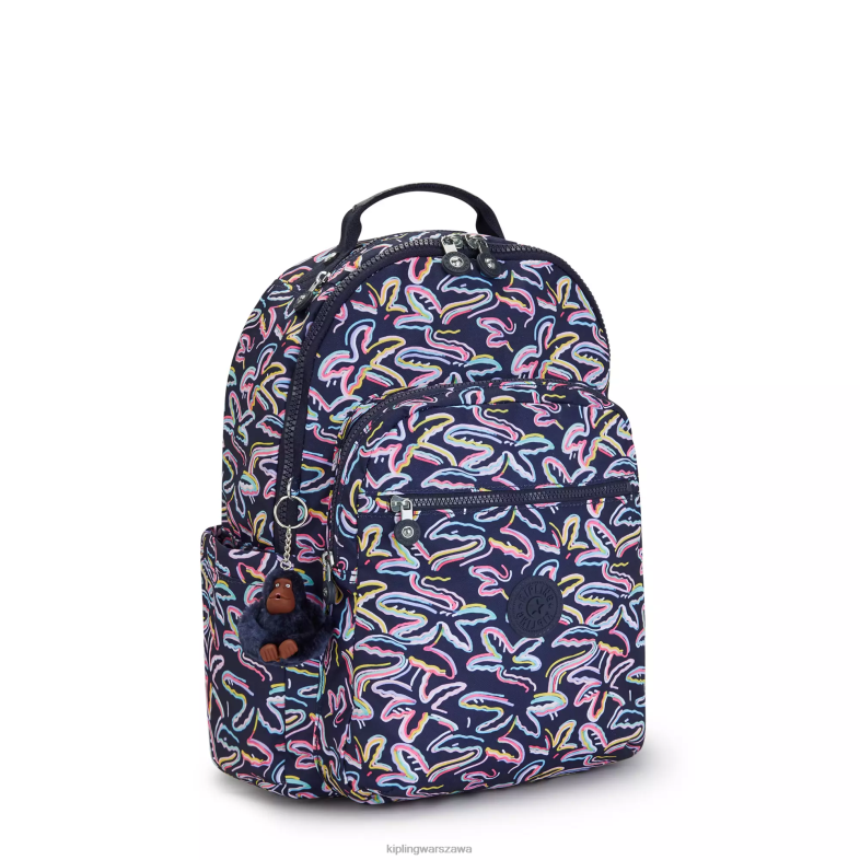 Kipling nadruk palmowej fiesty dla obu płci Seoul plecak na laptopa 15\" z dużym nadrukiem PXR6L466
