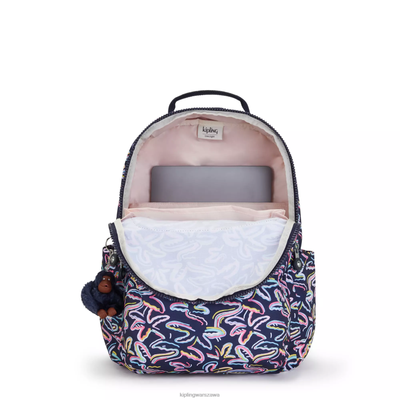 Kipling nadruk palmowej fiesty dla obu płci Seoul plecak na laptopa 15\" z dużym nadrukiem PXR6L466