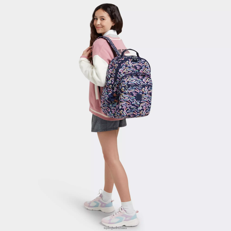 Kipling nadruk palmowej fiesty dla obu płci Seoul plecak na laptopa 15\" z dużym nadrukiem PXR6L466