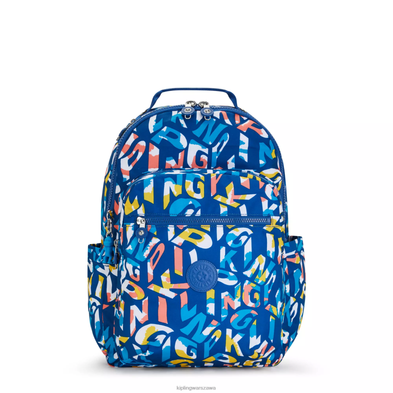Kipling neonowy kipling dla obu płci Seoul plecak na laptopa 15" z dużym nadrukiem PXR6L344