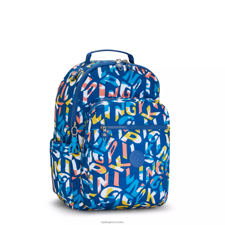Kipling neonowy kipling dla obu płci Seoul plecak na laptopa 15\" z dużym nadrukiem PXR6L344