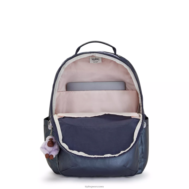 Kipling niebieski admirał dla obu płci Seoul duży metalowy plecak na laptopa 15 cali PXR6L460