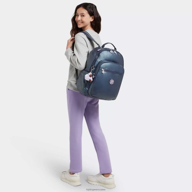 Kipling niebieski admirał dla obu płci Seoul duży metalowy plecak na laptopa 15 cali PXR6L460